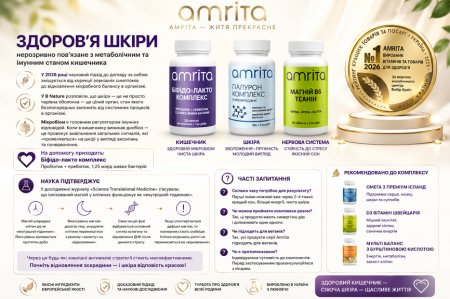 Здоров&rsquo;я шкіри, кишечник, мікробіом і продукти Amrita
